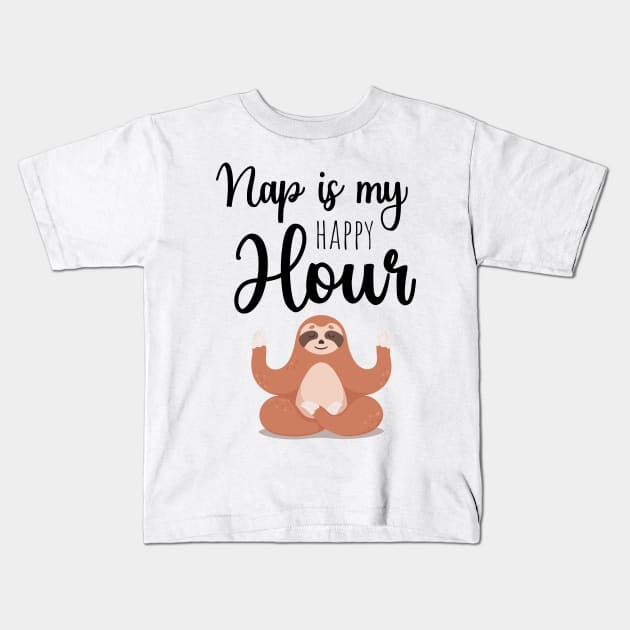Nap Is My Happy Hour Kids T-Shirt by PinkPandaPress